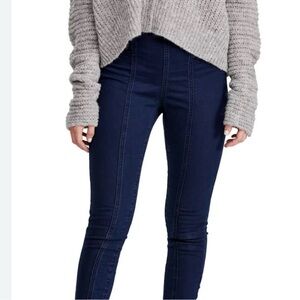 Free People Blue Skinny Jeans with Smooth Texture